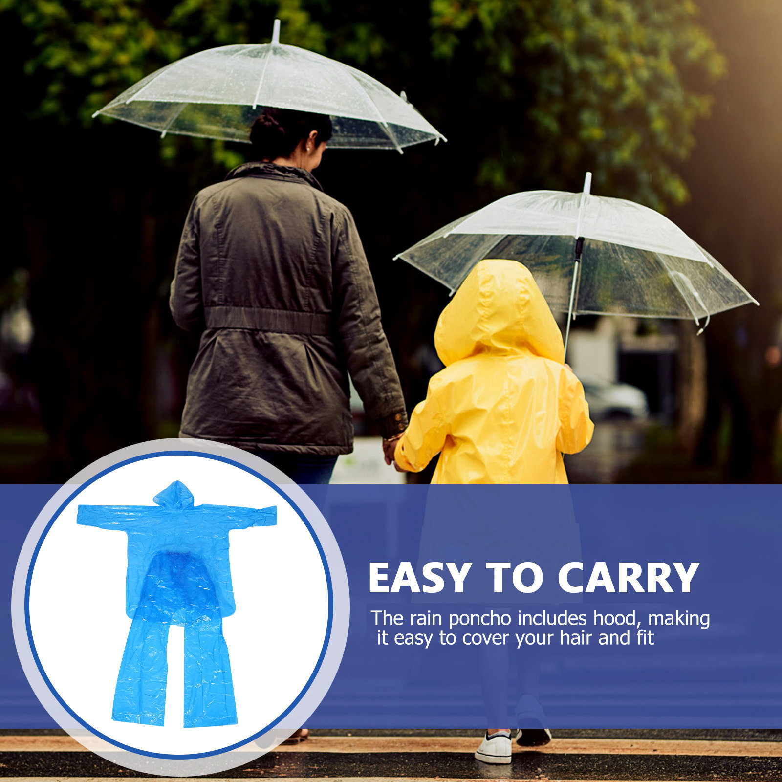 Emergency Poncho Rain - Emergency Rain Poncho Set Clear Plastic